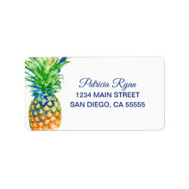 Etiqueta Dirección de la tipografía azul de piña tropical