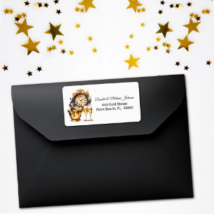 Etiqueta Dirección de la víspera de Año Nuevo Negro y Oro