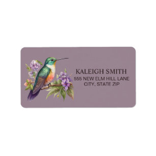 Etiqueta Dirección de las flores moradas de Hummingbird