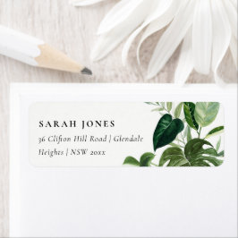 Etiqueta Dirección de Leafy Tropical Palm Foliage