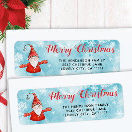 Etiqueta Dirección de los Navidades Gnome Blue y Red Cute