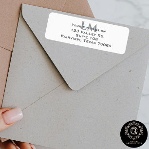 Etiqueta Dirección de Marca Monograma Gris Taupe Moderno