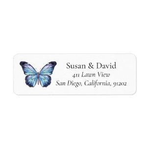 Etiqueta Dirección de mariposa azul claro