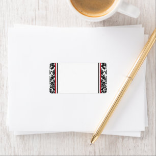 Etiqueta Dirección de matrimonio de Damasco Blanco Rojo y N