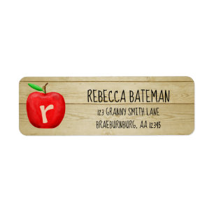 Etiqueta Dirección de monograma de Apple roja