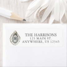 Dirección de monograma de ostión costero acuarela