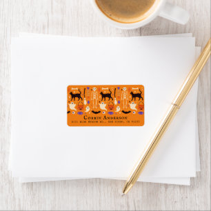 Etiqueta Dirección de Naranja Black Cat Halloween Motifs