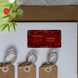 Etiqueta Dirección de navidad de borgoña roja