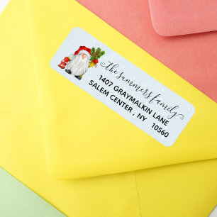 Etiqueta Dirección de Navidad Gnome Caligrafía a Mano