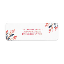 Etiqueta Dirección de Navidades de Foliage de Berry Rojo
