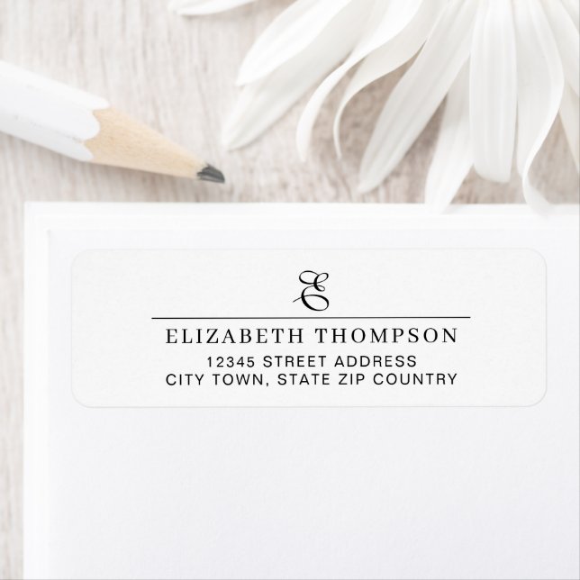 Etiqueta Dirección de nombre de monograma moderno y elegant (In situ)