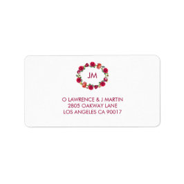 Etiqueta Dirección de onda de monograma floral de otoño