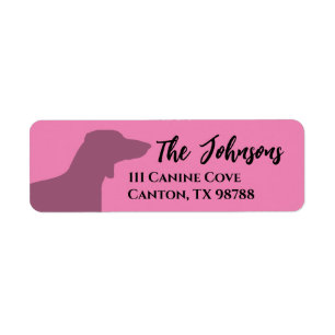 Etiqueta Dirección de perro dachshund rosa divertido