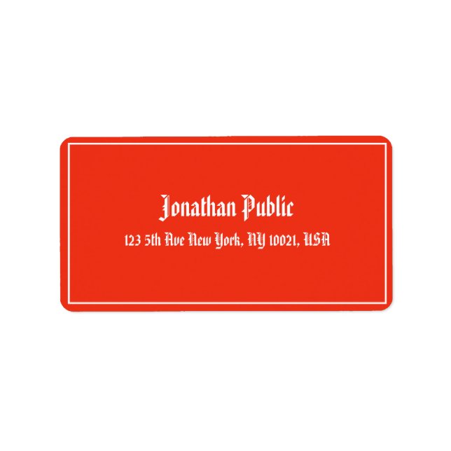 Etiqueta Dirección de plantilla de caligrafía blanca roja p (Frente)