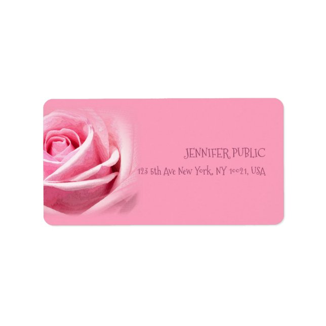 Etiqueta Dirección de plantilla elegante rosa rosa rosa ros (Frente)