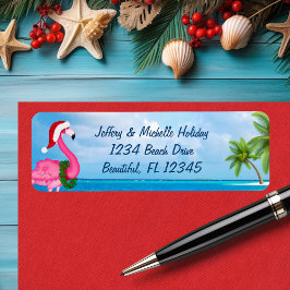 Etiqueta Dirección de playa de Navidades Flamingo Santa Ros