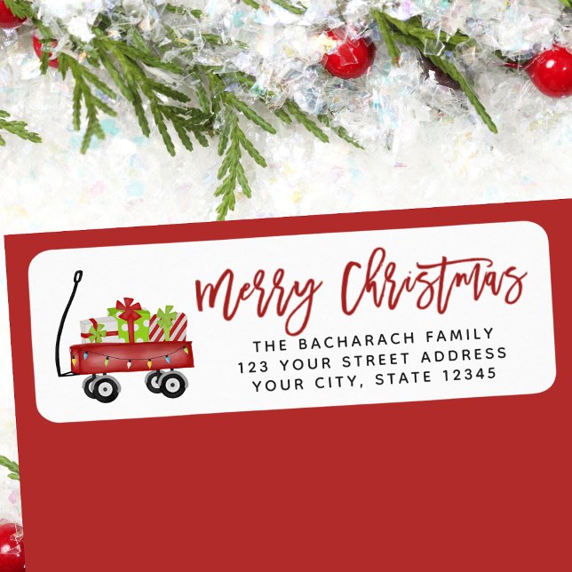 Etiqueta Dirección de Regreso navideño navideño moderno (Modern Holiday Merry Christmas Return Address Label)