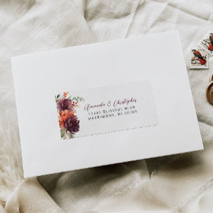 Etiqueta Dirección de respuesta de boda floral naranja Borg