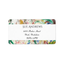 Etiqueta Dirección de retorno abstracta de color de agua mo