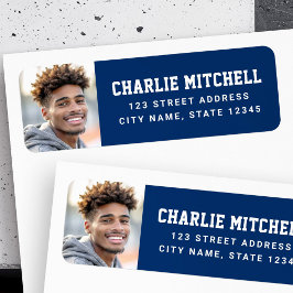 Etiqueta Dirección de retorno azul de fuente del colegio de