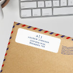 Etiqueta Dirección de retorno azul de la Marina Minimalista<br><div class="desc">Etiqueta de la dirección de retorno azul de la Marina Minimalista de Monograma</div>