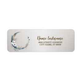 Etiqueta Dirección de retorno Boho White Orchid Flor azul M