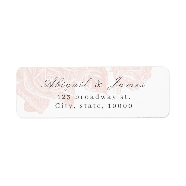 Etiqueta Dirección de retorno botánico lujoso rosa blush vi (Frente)