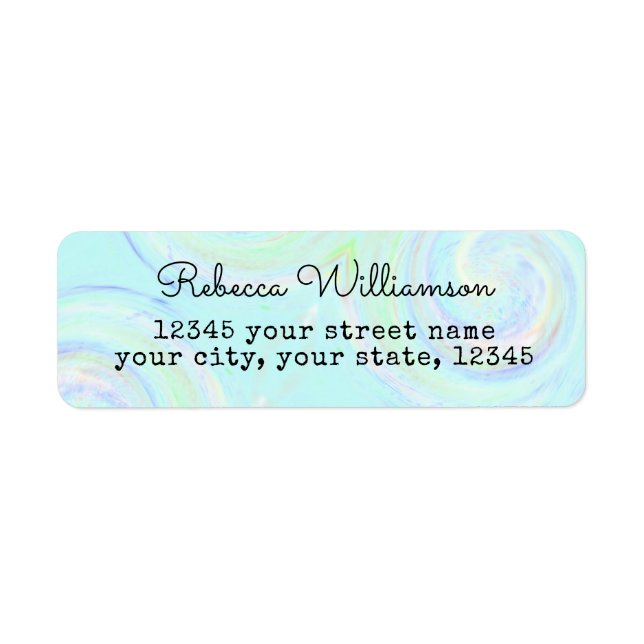 Etiqueta Dirección De Retorno De Aqua Pastel Swirl (Frente)