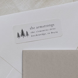 Etiqueta Dirección de retorno de árbol de pino blanco y neg