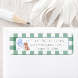 Etiqueta Dirección de retorno de Baby Shower de Gingham Che