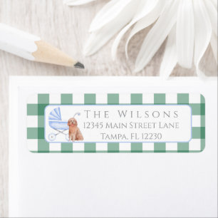 Etiqueta Dirección de retorno de Baby Shower de Gingham Che