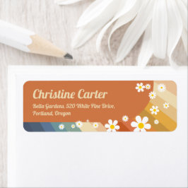 Etiqueta Dirección de retorno de Baby Shower Retro Rainbow