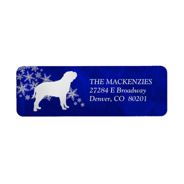 Etiqueta Dirección de retorno de Blue Winter Bull Mastiff (Frente)