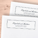 Etiqueta Dirección de retorno de boda clásica y simple eleg<br><div class="desc">Compuesto por simples marcos rectos con escritura cursiva clásica y tipografía serif. Todo contra un fondo de blanco puro. Estos elementos son sencillos,  atemporales y clásicos. Este es el diseño exclusivo de la revista White Paper Birch Co. para Zazzle. Disponible aquí: http://www.zazzle.com/store/whitepaperbirch</div>