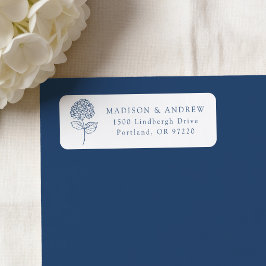 Etiqueta Dirección de Retorno de Boda de Hortensia Azul Clá