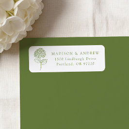 Etiqueta Dirección de Retorno de Boda de Hortensia Verde Ol