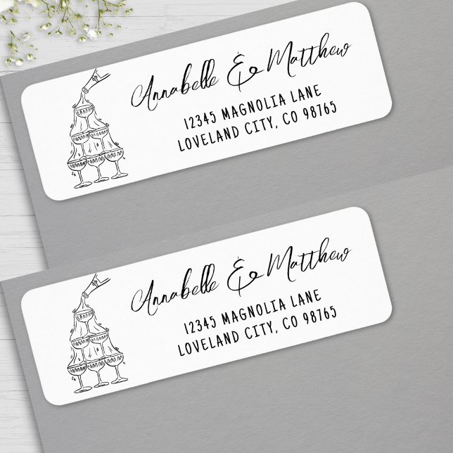 Etiqueta Dirección de Retorno de Boda Dibujada a Mano (Hand Drawn Wedding Return Address label)