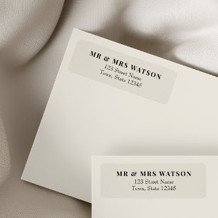 Etiqueta Dirección de Retorno de Boda Marfil Minimalista