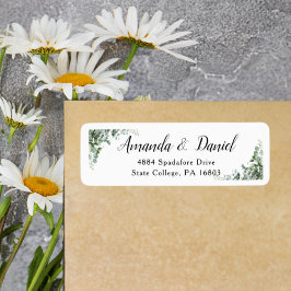 Etiqueta Dirección de Retorno de Boda Personalizada Floral