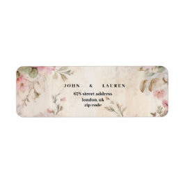 Etiqueta dirección de retorno de boda rosa chic vintage sha