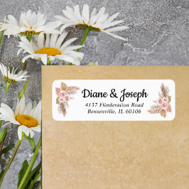 Etiqueta Dirección de Retorno de Boda Rústica Floral Boho E