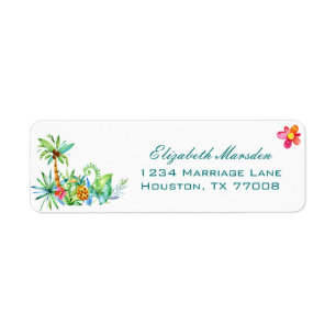 Etiqueta Dirección de retorno de boda tropical floral elega