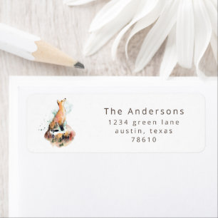 Etiqueta dirección de retorno de bosque de color de agua de