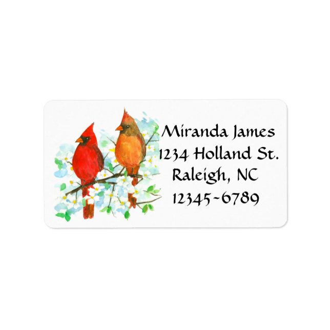 Etiqueta Dirección de retorno de Cardinales de Carolina del (Frente)