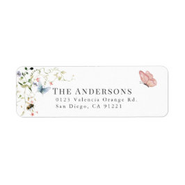 Etiqueta Dirección de retorno de color de agua de mariposa