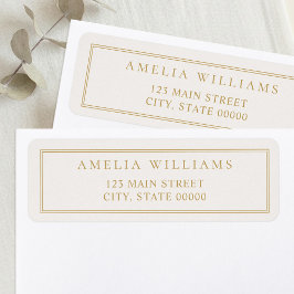 Etiqueta Dirección de retorno de dos bordes marfileñas mini