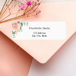 Etiqueta dirección de retorno de eucalipto floral de oro de<br><div class="desc">Oro rosa y rosa rosa rosa rosa rubí,  vegetación floral y eucaliptos y follaje de oro falso. Personalice y agregue su nombre y dirección. Cartas negras.</div>