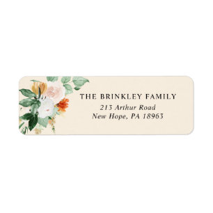 Etiqueta Dirección De Retorno De Floral Boho Pastel Peach B