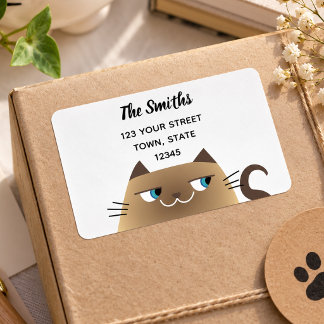 Etiqueta Dirección de Retorno de Gato Siamés Lindo