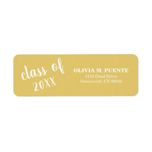 Etiqueta Dirección de retorno de graduación de oro amarillo